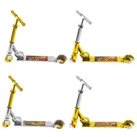 eMagTech 4PCS Finger Scooter Plastic Two Wheel Fingerboard Miniature Skateboard for Children's Educational Finger Toys Flexible Finger Exercise (2 Silver & 2 Gold)