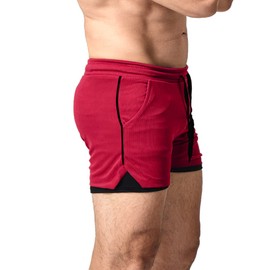 EVERWORTH - Pantalones cortos de entrenamiento 2 en 1 para hombre, 5 pulgadas, secado rápido, pantalones cortos de culturismo, pantalones cortos de compresión con bolsillo con cierre, Paquete de 2