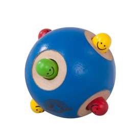Wonderworld Peek-A-Boo Ball Blue Interactive Wooden Baby Toy - Small For Little Fingers