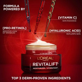 L'Oreal Paris L'Oréal Paris Day Cream, Reduces Look of Wrinkles & Firms Skin, with Pro-Retinol, Vitamin C & Hyaluronic Acid, Revitalift Triple Power LZR, 50ml