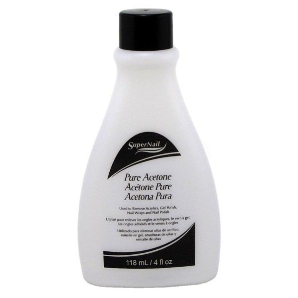 Super Nail 4 Ounce Pure Acetone Polish Remover (Clear) (118ml) (2 Pack)