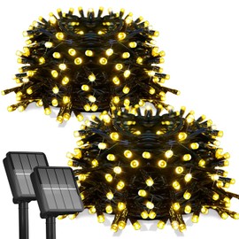 Paquete de 2 luces solares de 78 pies, 200 luces solares LED para exteriores con 8 modos, tira de luces solares al aire última intervensión impermeable para patio, valla, balcón, fiesta, decoración de