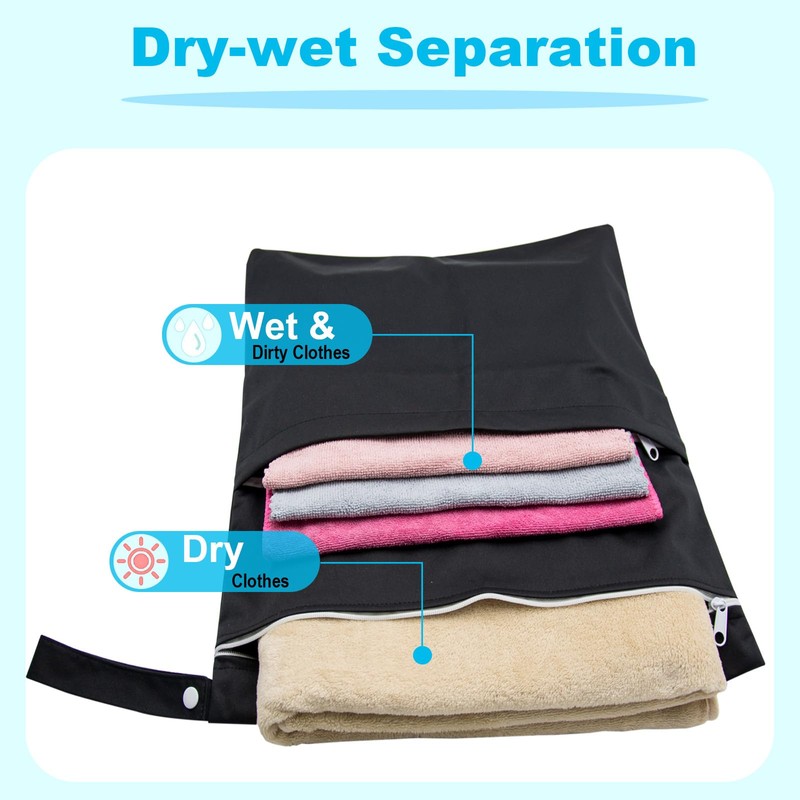 2 Pack Travel Laundry Bag with 2 Zippered Pockets &