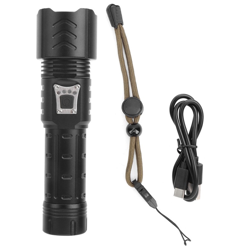 XHP90 Flashlight Zoomable Focusing USB Rechargeable TypeC Rechargeable Torch Outdoor