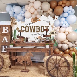 Avezano Cowboy Baby Shower Backdrop for Boy Wild West Theme Baby Shower Background Western Country Baby Shower Party Decorations Photoshoot (Brown, 7x5ft)