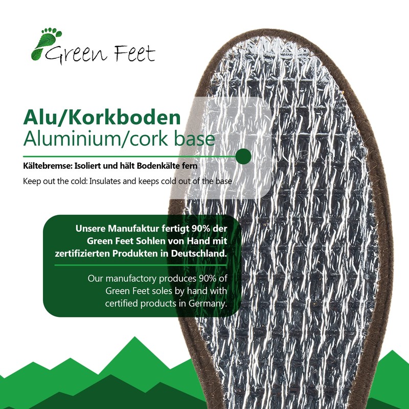 Real Thick, Warm Lambskin Aluminium Insole, Brown, with Aluminium Base,