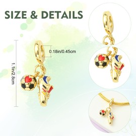 COGCHARGER Sports Charms for Jewelry Making Real 18K Gold Plated Football Dangle Charms Large Hole European Brass Pendant for Bracelet Necklace Women Gift
