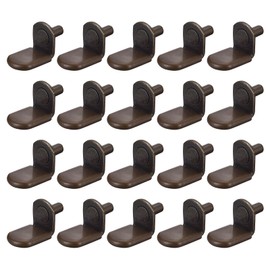 uxcell Shelf Support Pegs, 25pcs 5mm(1/5") L-Shaped Support Bracket Pegs Shelf Pin with Rubber Sleeve for Furniture Shelves Supplies, Copper Tone