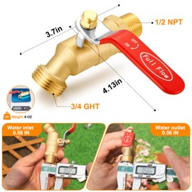 SIGURANTA 1/4-Turn Heavy-Duty Brass Outdoor Spigot | 1/2" Male NPT Inlet × 3/4" Male GHT Hose Outlet | High-Flow Sillcock Hose Bibb Valve for Garden Watering (Long Handle 2PCS)