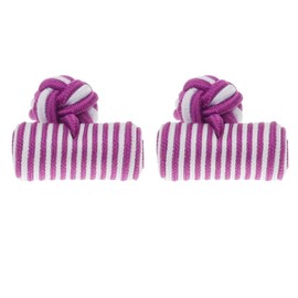 HONEY BEAR Silk Knot Cufflinks Fabric for Mens/Women Shirt/Dress for Business Wedding Gift, Cylinder Shape (Rose Purple)