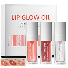 3 Colores Fat Oil Lip Drip Gloss Sets, Brillos Labiales Hidratante y Voluminizador, No Pegajosa, Duradera e Hidratante, Fórmula pura y natural, Kit de Maquillaje, Regalos para Mujer (SET-B)