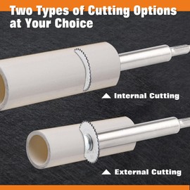 LEONTOOL Pipe Inside Cutter, Pipe Cutter, Slitter Blade, Circular Saw Blade Set, Inner Pipe Cutter, Screwdriver, PVC Tube Inner Cutter, 2 Pieces of Each, 1.3 inches (32 mm), 1.7 inch (6 mm) Rod, For