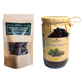 Set of Siberian Delicacy Candied Young Pine Cones 100g / 3.53oz and Pine Cone Preserves 480g/ 16.93 oz by Samsonov