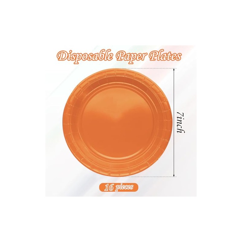 MORAINJAY Orange Tableware Set with Plates, Tablecloth, Napkins, Cups (7