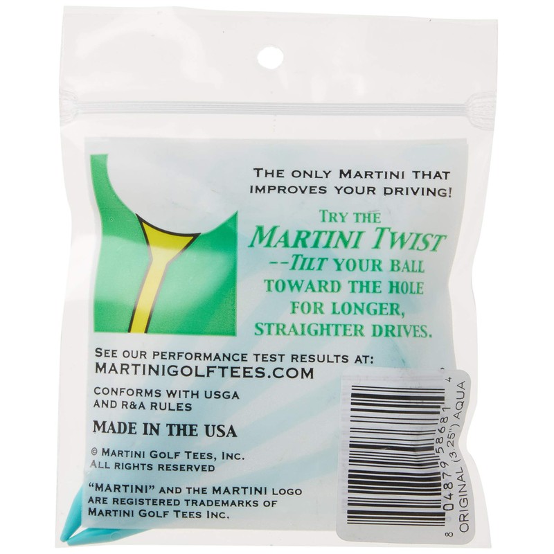 Martini Golf Tees 3-1/4" Durable Plastic Tees (5 Pack), Aqua
