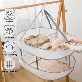 2 Tier Clothes Drying Rack Foldable, 31.5" Mesh Clothes Hanging Dryer, Space Saving Sweater Drying Rack, Laundry Rack,with Internal Fixation, for Clothes, Towels, Underwear, Indoor, Outdoor (2 Pcs)