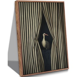 lona decorativo enmarcado para pared con diseño de pájaros, diseño de rayas, color blanco y negro, lona abstracto, la colisión de líneas geométricas y vida natural, adecuado para recámara, baño