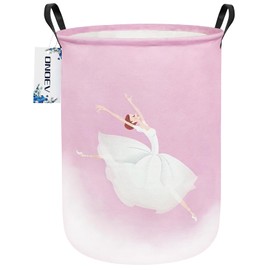 ONOEV Round waterproof laundry basket,foldable storage basket,laundry Hampers with handle,gift basket,suitable for children's room and toy storage (Ballet Girl)