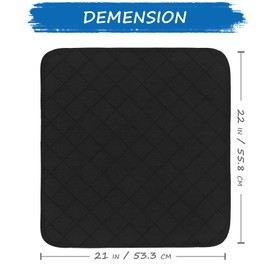 Waterproof Chair Pads for Incontinence Washable, 22" x 21" Under Pads for Adults Washable, 2 Pack Incontinence Chair Pads, Wheelchair Reusable Seat Pads Cover for Men, Women, Adults, Black