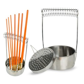 Creative Mark Aluminum Brush Washer & Dryer All in One, 4" Basin for Washing Brushes and Spiral Wire Drying Rack, Aluminum