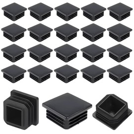 Mcoser Square Plastic End Caps 20PCS 32mm x 32mm Black Inner Plugs Square Plastic Plugs Inserts End Caps for Tables Desks Chairs Bed
