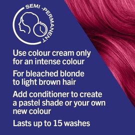 Schwarzkopf LIVE Ultra Brights Or Pastels, Vibrant Semi-permanent Pink Hair Dye, Lasts Up to 15 Washes, Raspberry Rebel 091