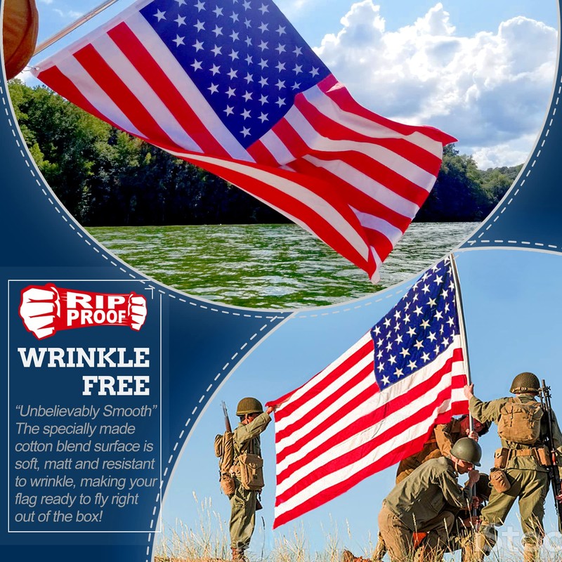 Anley Rip-Proof Double Sided 3-Ply American US National Flag 36x60