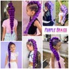 Purple Braiding Hair Ponytail Extensions with Elastic Tie 30Inch Braids