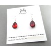 July Birthstone Earrings - Ruby Crystal Sterling Silver Teardrop Earrings