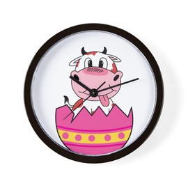 CafePress Happy Easter Egg Cute Cow Animal Farm 10" Wall Clock for Livingroom, Kitchen, or Office