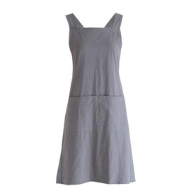 Glorlliant Japanese Style Kitchen Apron Cross Back Apron with Pockets for Work, Gardening, Cooking, Painting, Baking, gray
