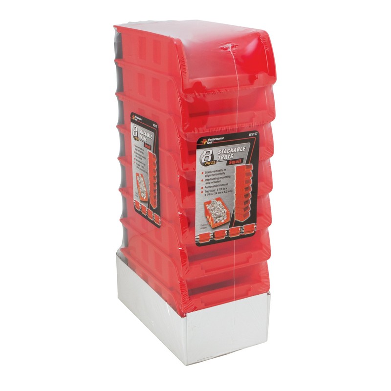 Performance Tool W5197 8 Piece Small Stackable Storage Trays, orange