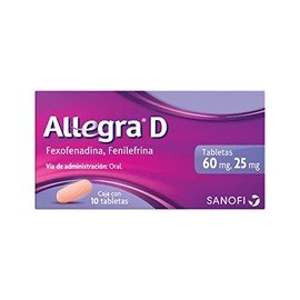 Allegra D Antihistamínico para Congestión Nasal y Alergias 10 tabletas x 60 mg. Tu Aliado para Controlar los Síntomas del Resfriado Común, a Partir de 30 Minutos. Adultos y Niños Mayores de 12 Años