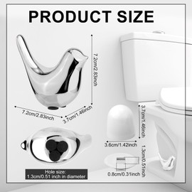 2pcs Toilet Bolt Caps, with 4 Lids And 4 Washers Bird Shape Ceramic Toilet Bolt Covers Decorative Hidden Toilet Screw Caps for Bathroom Toilet Decoration (Silver)