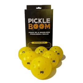 PickleBoom Pack of 6 Seamless Outdoor Pickleball Balls | 40 Small Precisely Drilled Holes