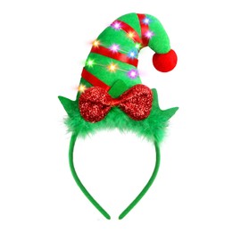 Farochy Christmas Elf Headband - Christmas LED headband Xmas Headband Christmas Elf Headpiece Christmas Elf Hat Elf Hair hoop Christmas Headwear