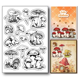 arriettycraft Pilz Transparente Stempel Herbst Pilze Silikon Stempel für Kartenherstellung und Journaling Gummi Transparent Stempel für DIY Scrapbooking Handwerk Dekor