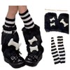 CHERSE Furry Leg Warmers for Women 3in1 Kawaii Star Bone