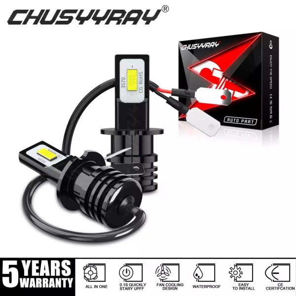 CHUSYYRAY 2pc H3 LED Fog Driving Light Bulbs Kit 6000K