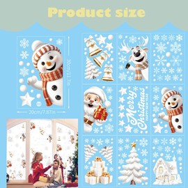 9 Sheets Xmas Window Stickers Xmas Decorations, Reusable Double Sided Xmas Window Stickers, Static Snow Window Stickers for Windows Christmas Party Decor