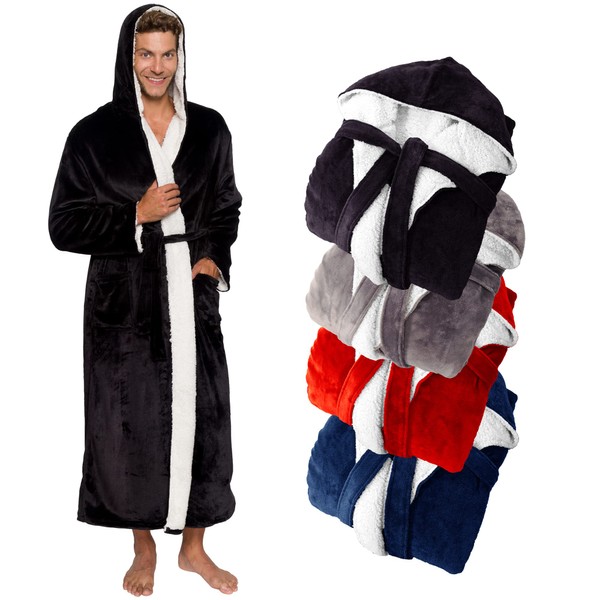 Ross Michaels Mens Robe Big & Tall Sherpa Lined Hooded