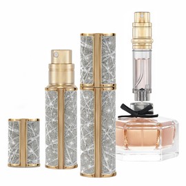 muilsae AE00GD Sparkling Travel Perfume Bottle, 5ml Mini Perfume Atomizer Sprayer, Glitter Diamond Pump Fill Perfume Bottle for Traveling, Vacation & Bussiness (Sparkling Gold)