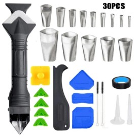 TIKA 30 Pcs Caulking Finisher Nozzle Set - Sealant Applicator Tool for Kitchen & Bath