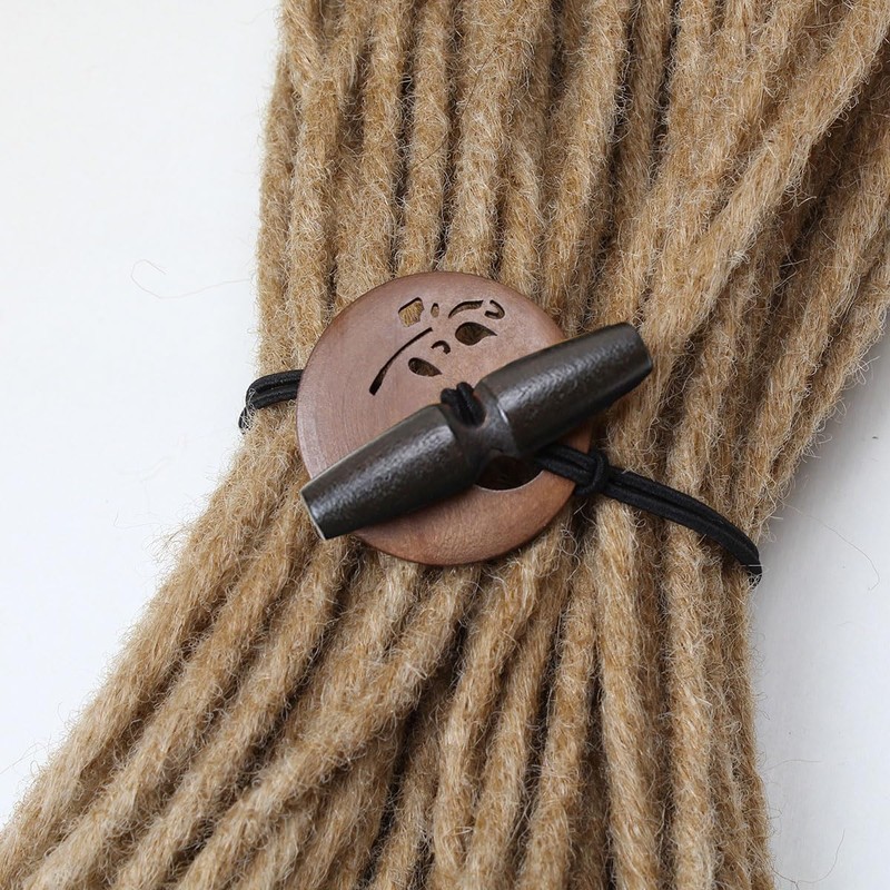 Kraler 3 Pcs Elastic Hair Ties with Wooden Toggle for