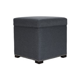 MJL Furniture Designs Tami Square Storage Ottoman, Fabric Upholstered Cube for Living Room, Bedroom or Dorm, Extra Seating Perfect for Small Spaces, 19 Inch, Grey