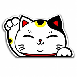 SignStore Maneki Neko Sticker 3.5" x 5.7" Multicolor Vinyl Made in Japan Waterproof Car_character_05_Color (White)