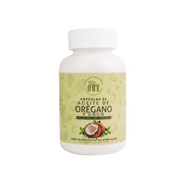 ORE Aceite de Orégano y Coco, 100 Cápsulas Softgel, 500 mg, Suplemento Natural, Orgánico, Aceite de Orégano con 80% Carvacrol y Aceite de Coco