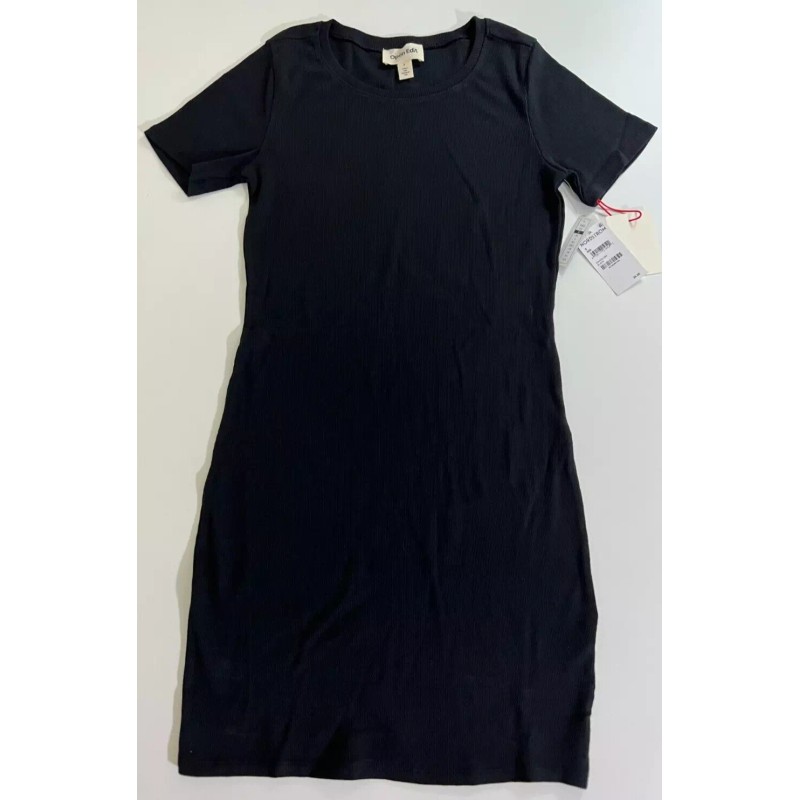 Open Edit Black Ribbed Bodycon Mini T-shirt Dress Size Extra