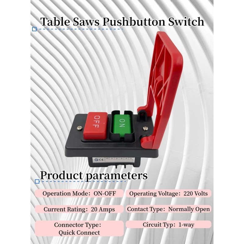 HY56 220V 20A Table Saws Pushbutton Switch Compatible with Table