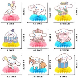 Educatgame Kawaii Centerpieces for Tables - Set of 9, Kawaii Party Decorations, Kawaii Party Supplies, Kawaii Table Decorations, Cute Anime Honeycomb Centerpieces for Birthday Party